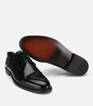  Erkek Rugan Deri Siyah Klasik Ayakkabı