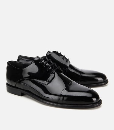  Erkek Rugan Deri Siyah Klasik Ayakkabı