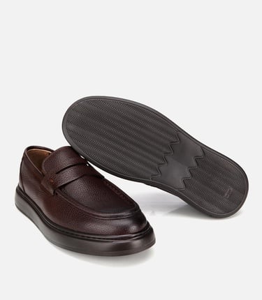  Erkek Deri Kahverengi Yumuşak Dokulu Klasik Loafer