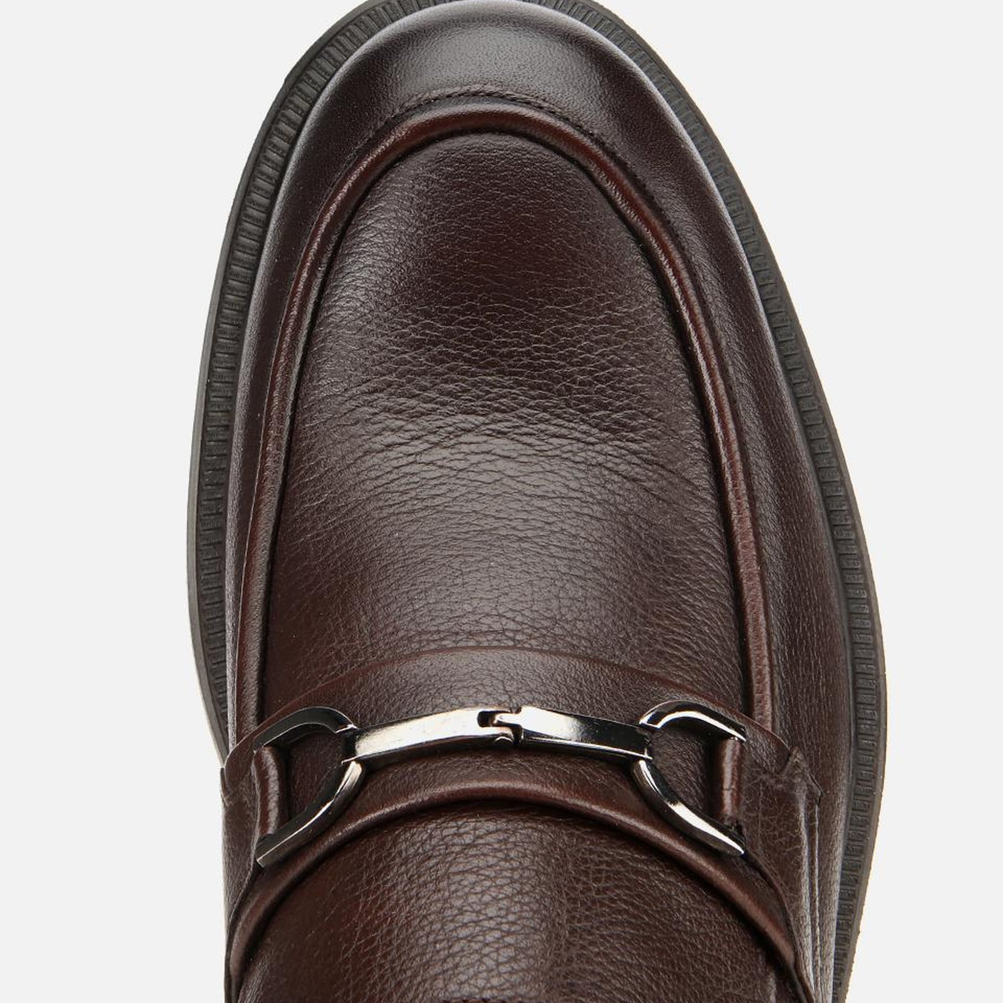 Erkek Deri Kahverengi Tokalı Günlük Loafer