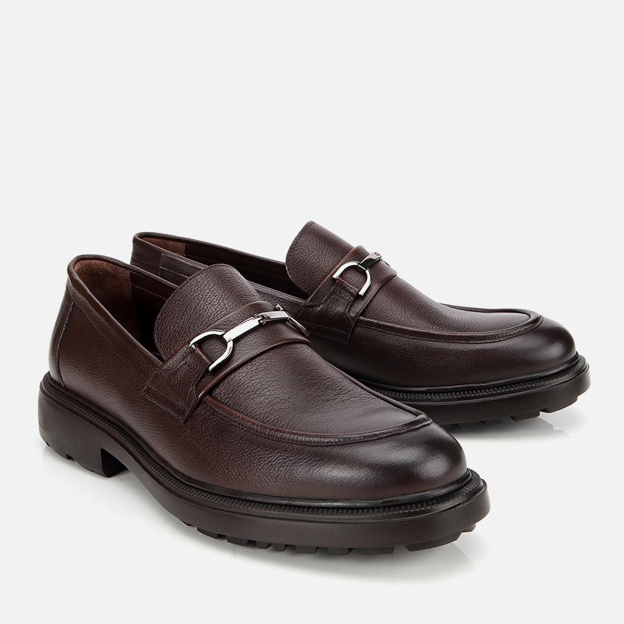 Erkek Deri Kahverengi Tokalı Günlük Loafer