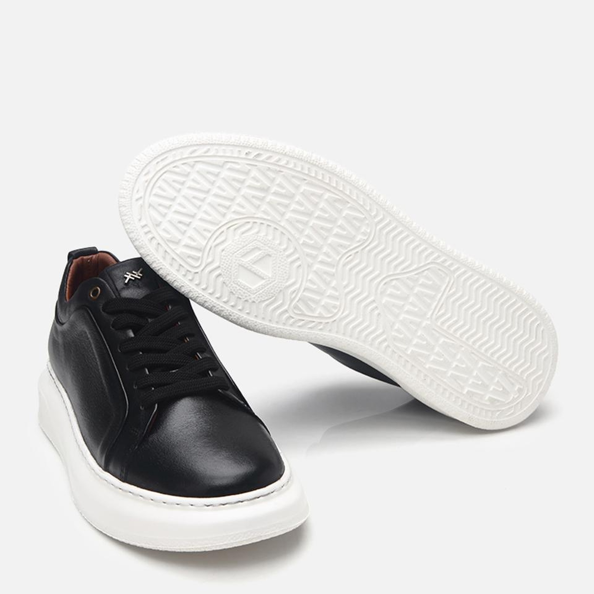 Erkek Deri Siyah Hafif Tabanlı Spor Ayakkabı