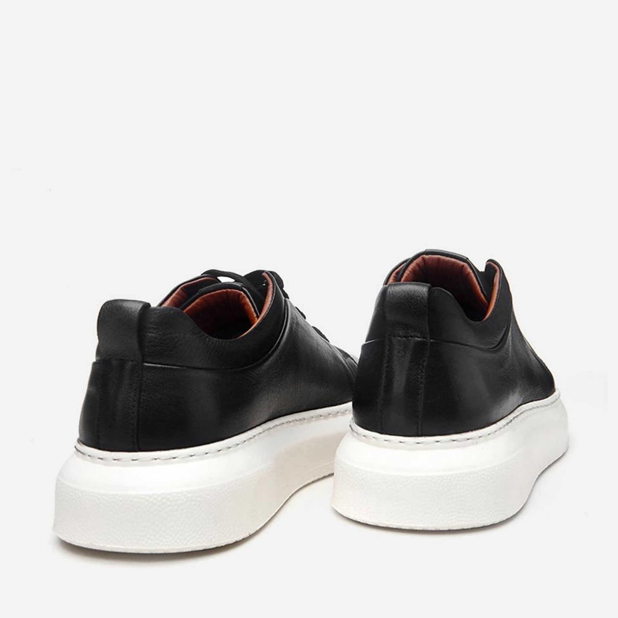 Erkek Deri Siyah Hafif Tabanlı Spor Ayakkabı