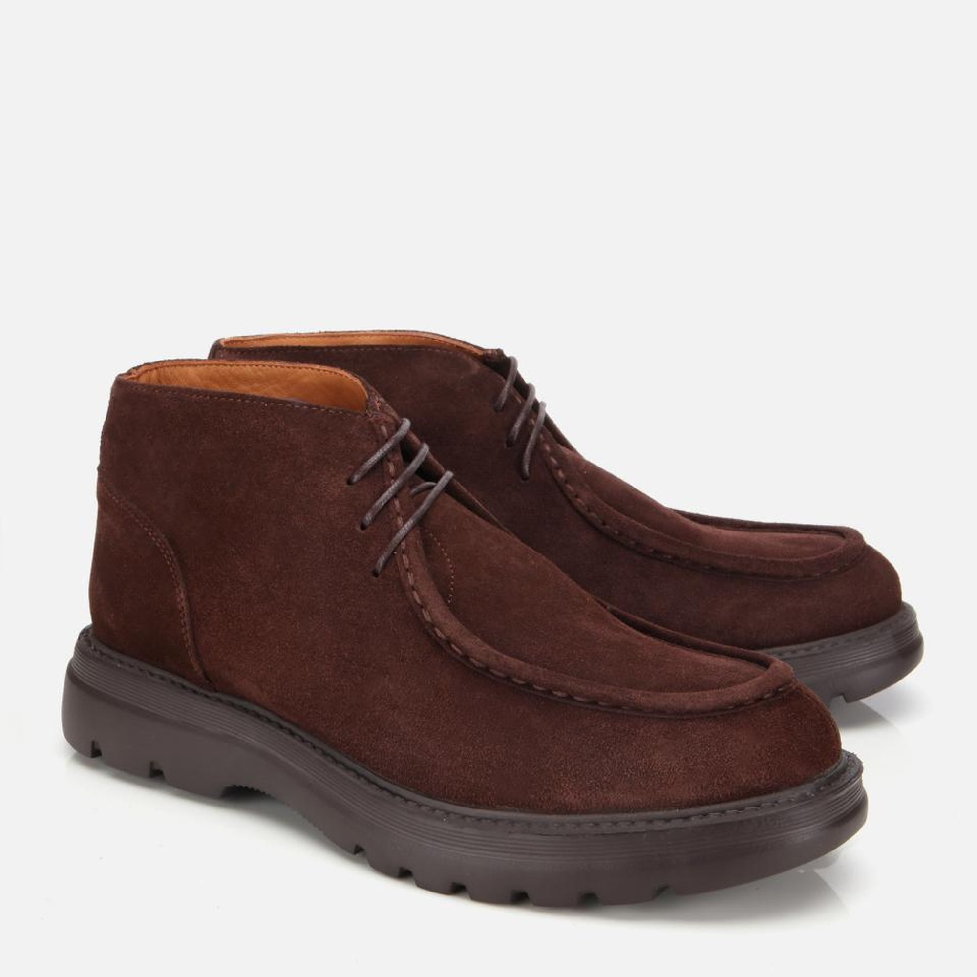 Erkek Süet Deri Kahverengi Dikiş Detaylı Chelsea Bot