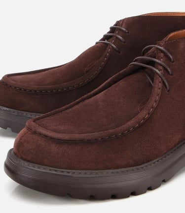  Erkek Süet Deri Kahverengi Dikiş Detaylı Chelsea Bot