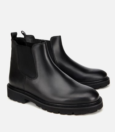  Erkek Deri Siyah Lastik Detaylı Chelsea Bot