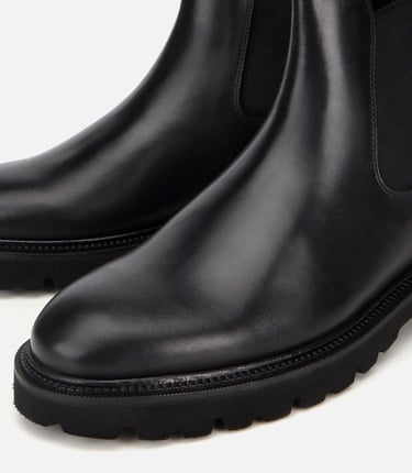  Erkek Deri Siyah Lastik Detaylı Chelsea Bot