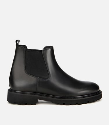  Erkek Deri Siyah Lastik Detaylı Chelsea Bot