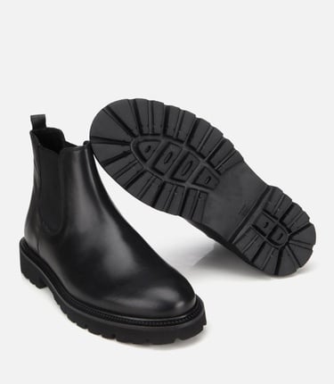  Erkek Deri Siyah Lastik Detaylı Chelsea Bot