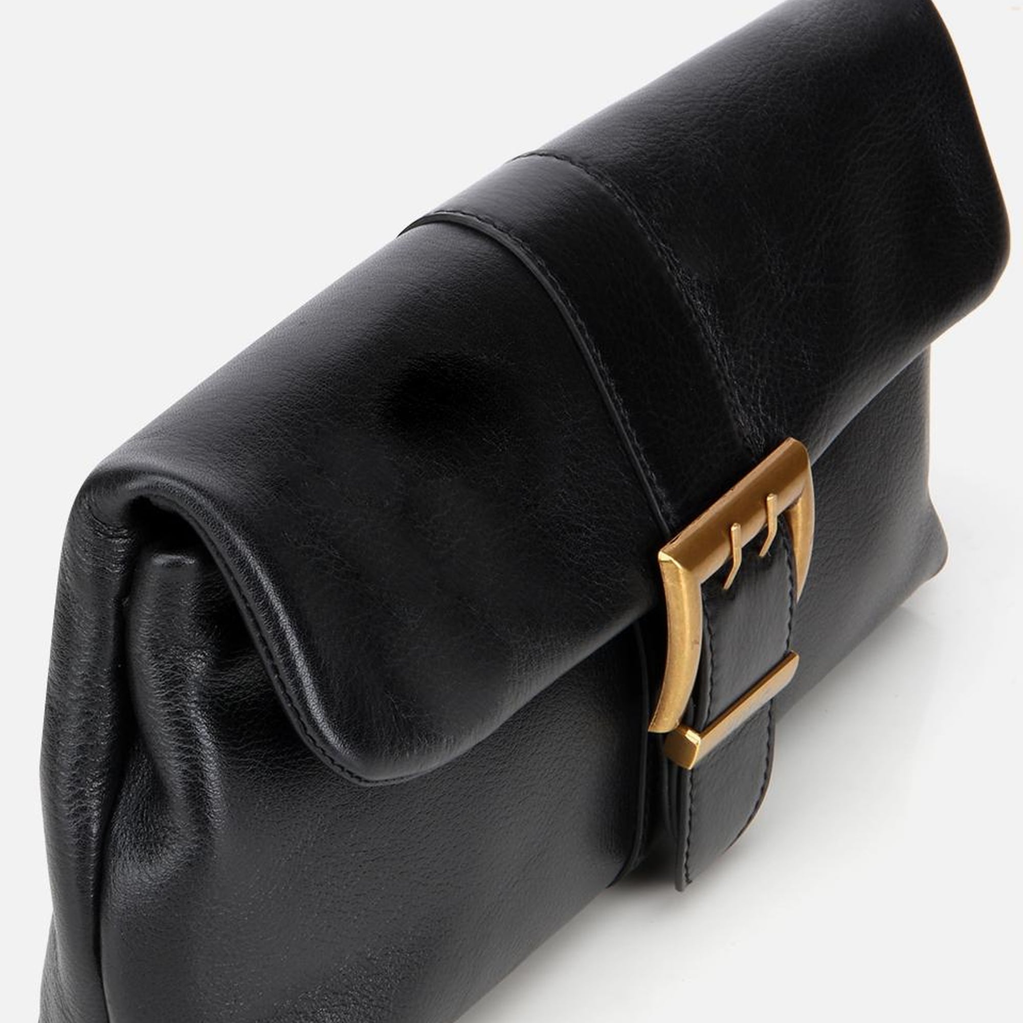 Kadın Deri Siyah Gold Toka Detaylı Portföy