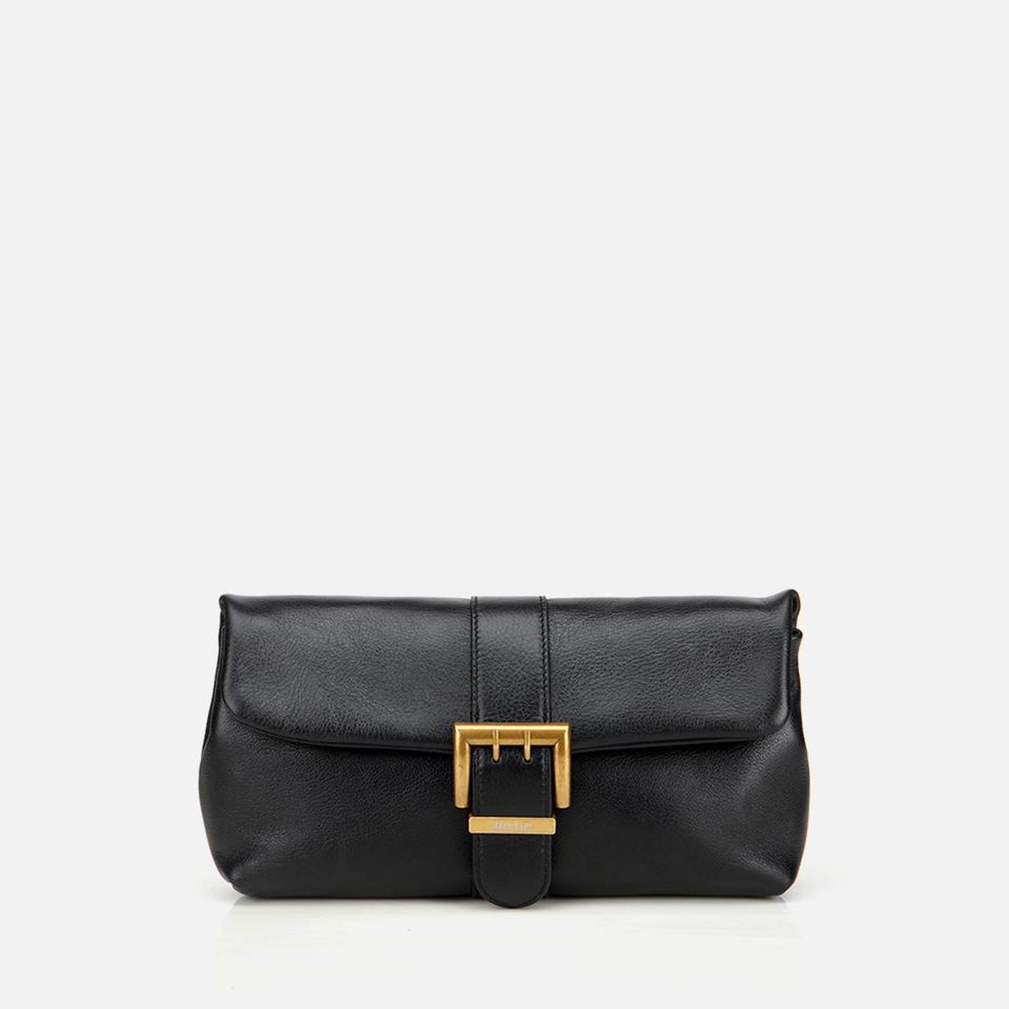 Kadın Deri Siyah Gold Toka Detaylı Portföy