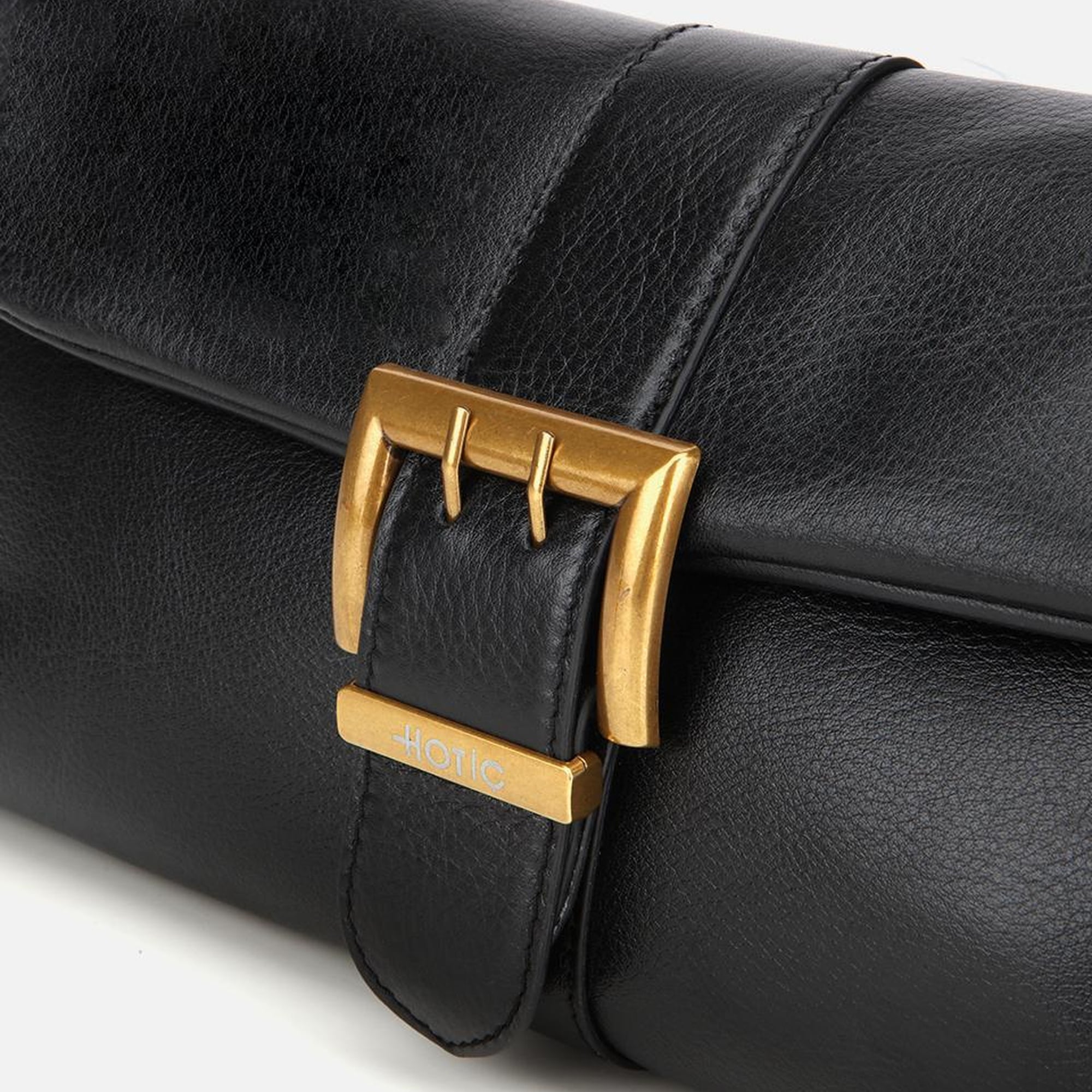 Kadın Deri Siyah Gold Toka Detaylı Portföy