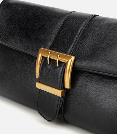  Kadın Deri Siyah Gold Toka Detaylı Portföy