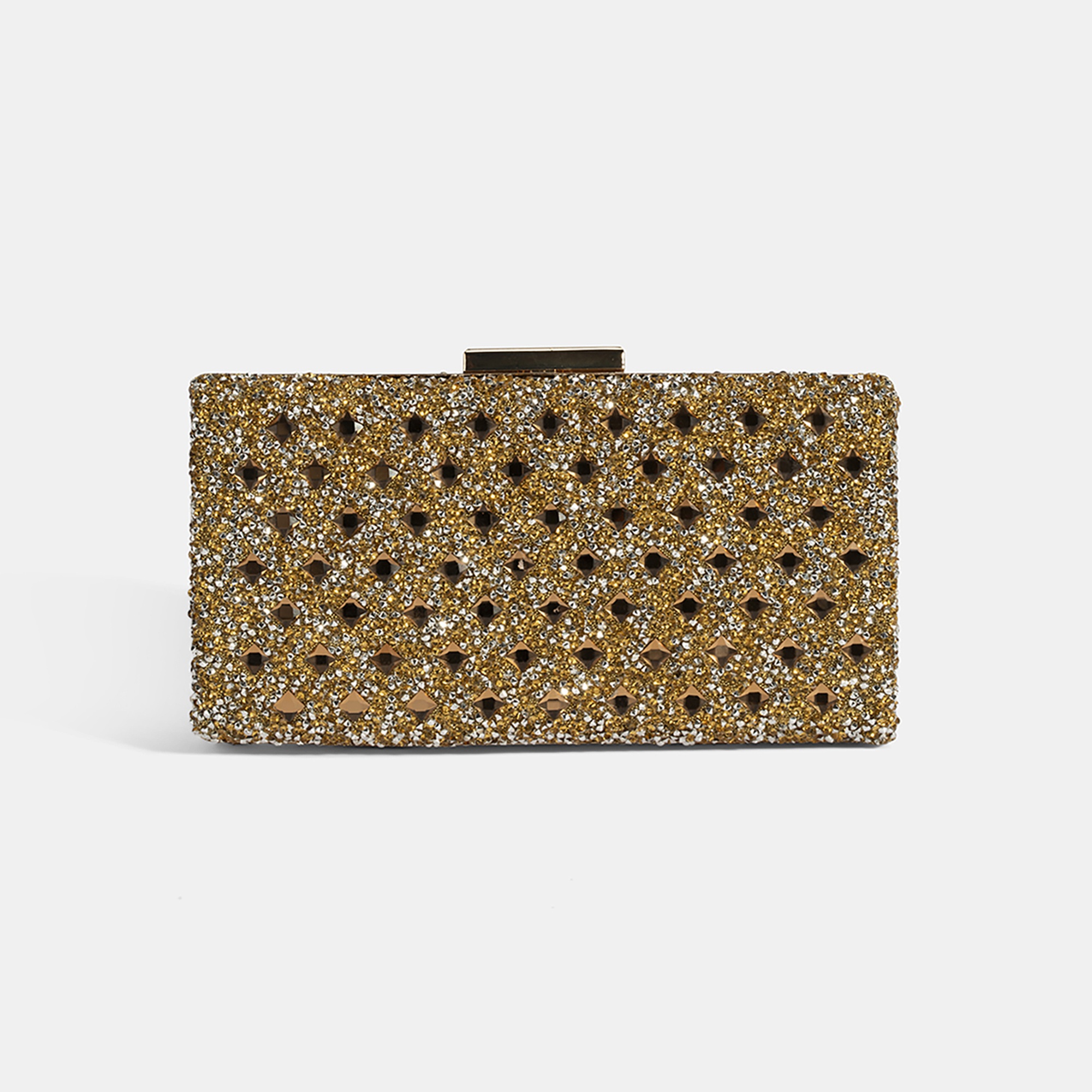 Kadın Gold Taşlı Omuz Askılı Gece El Çantası