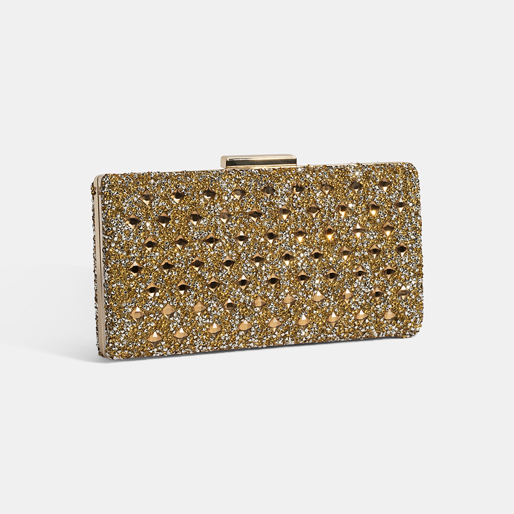 Kadın Gold Taşlı Omuz Askılı Gece El Çantası