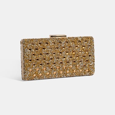  Kadın Gold Taşlı Omuz Askılı Gece El Çantası