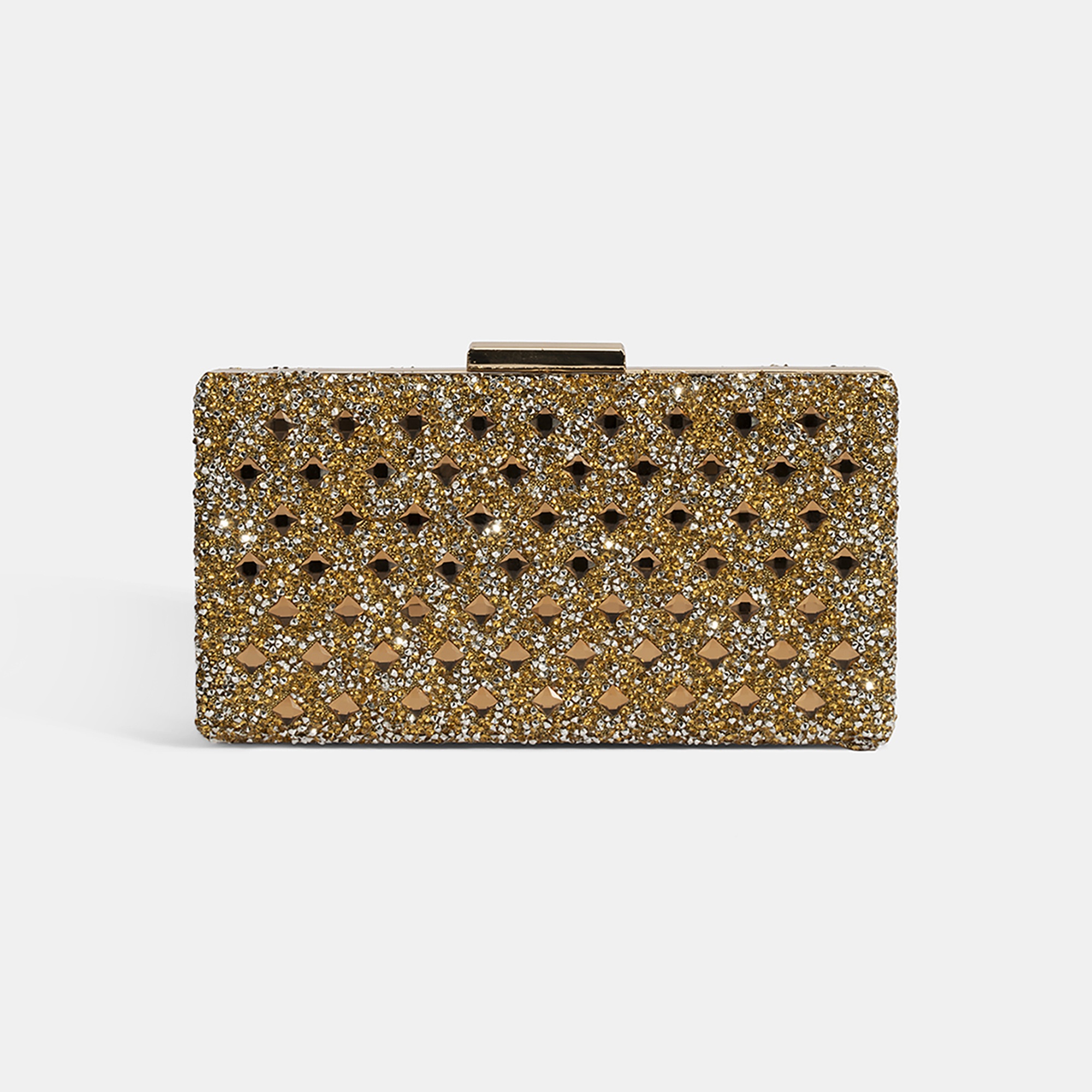 Kadın Gold Taşlı Omuz Askılı Gece El Çantası