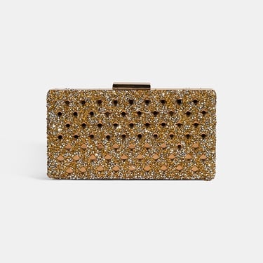  Kadın Gold Taşlı Omuz Askılı Gece El Çantası