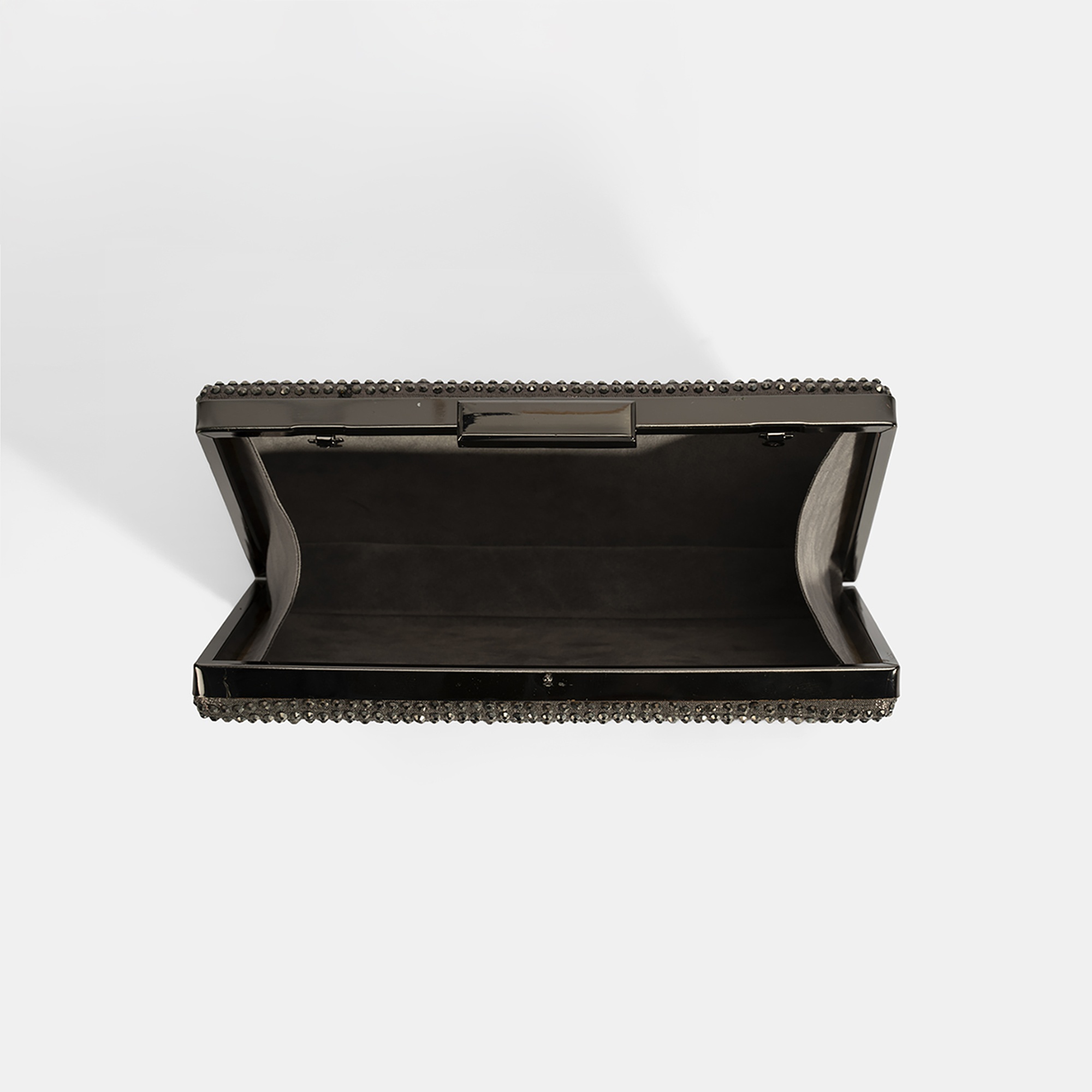 Kadın Antrasit Gümüş Taş Detaylı Gece El Çantası