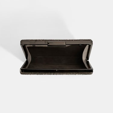  Kadın Antrasit Gümüş Taş Detaylı Gece El Çantası