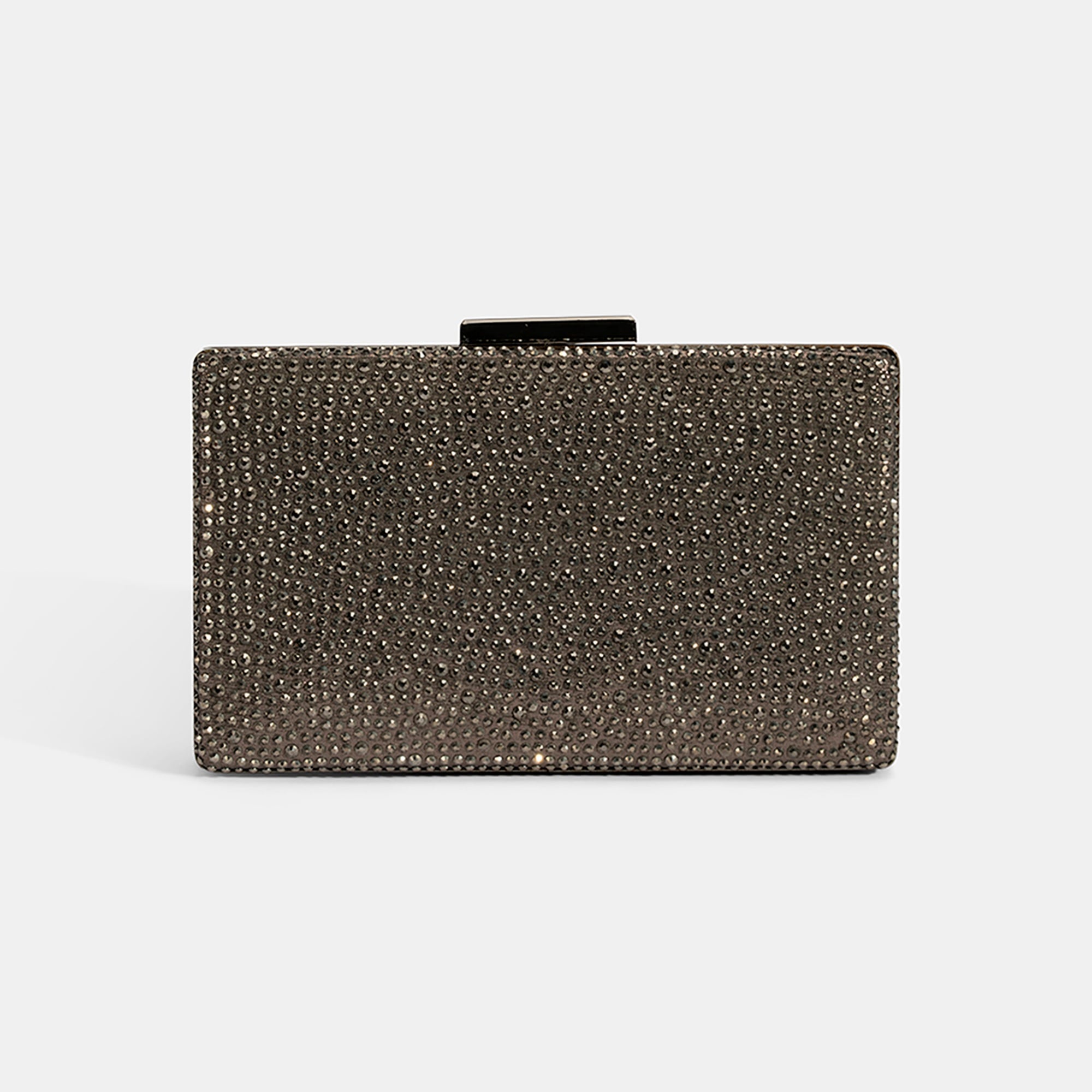 Kadın Antrasit Gümüş Taş Detaylı Gece El Çantası