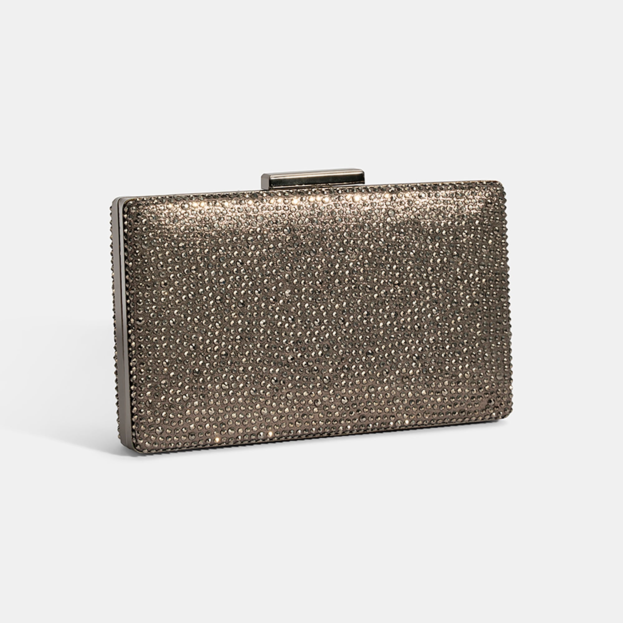 Kadın Antrasit Gümüş Taş Detaylı Gece El Çantası