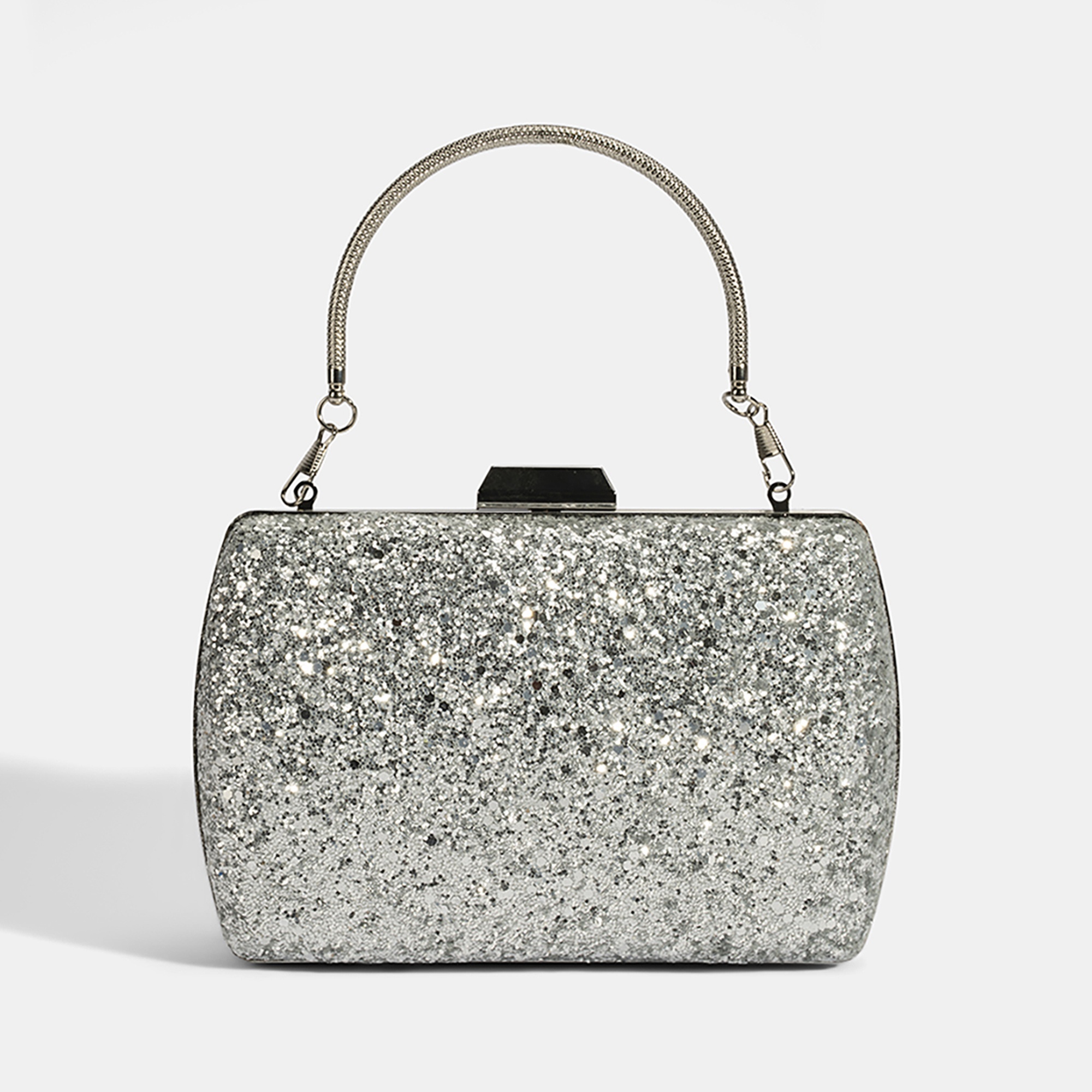 Kadın Gümüş Işıltılı Omuz Askılı Abiye El Çantası
