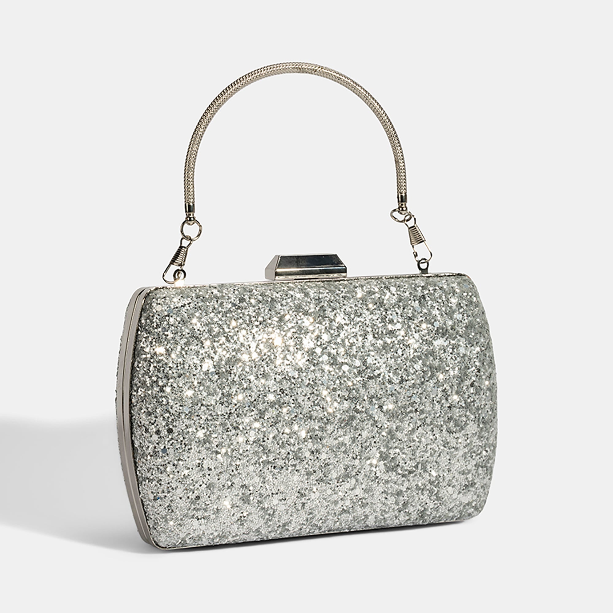 Kadın Gümüş Işıltılı Omuz Askılı Abiye El Çantası