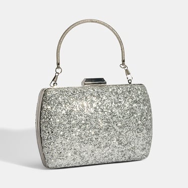 Kadın Gümüş Işıltılı Omuz Askılı Abiye El Çantası
