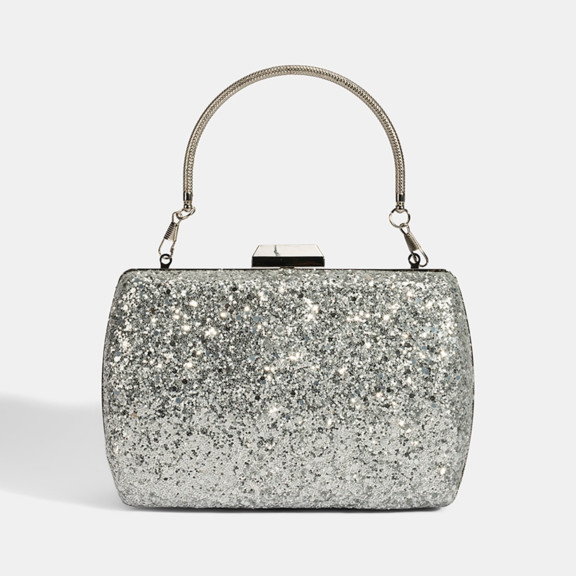 Kadın Gümüş Işıltılı Omuz Askılı Abiye El Çantası