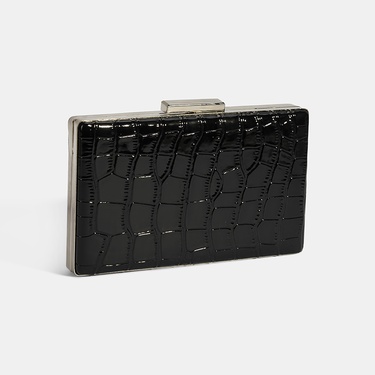  Kadın Siyah Gümüş Omuz Askılı Gece El Çantası