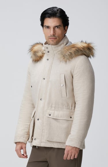  Network Erkek Taş Yün Kaşmir Karışımlı Casual Kaban