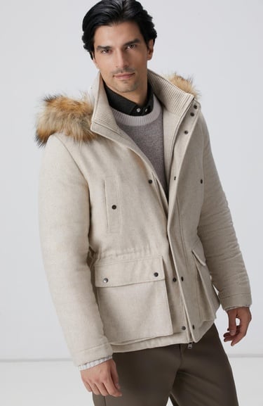  Network Erkek Taş Yün Kaşmir Karışımlı Casual Kaban