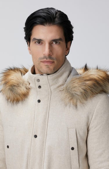  Network Erkek Taş Yün Kaşmir Karışımlı Casual Kaban