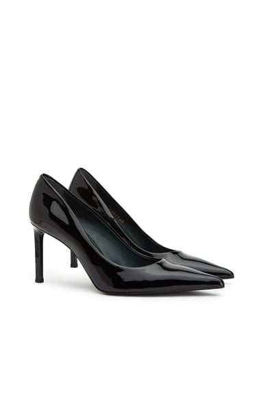  George Hogg Kadın Siyah Rugan Deri Topuklu Ayakkabı