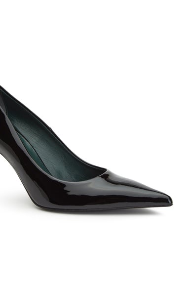  George Hogg Kadın Siyah Rugan Deri Topuklu Ayakkabı