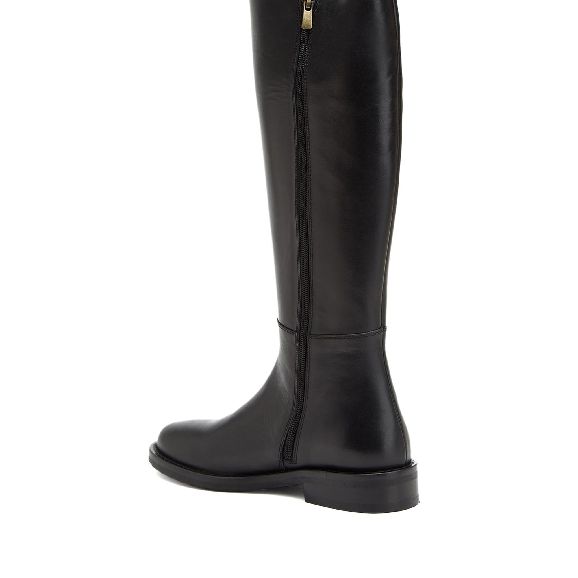 George Hogg Kadın Siyah Fermuarlı Deri Çizme