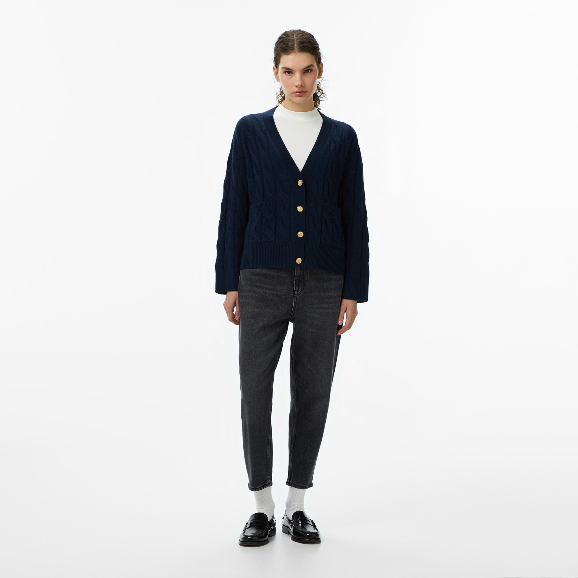 Tommy Hilfiger Mom Bi0187 Kadın Siyah Tapered Jean