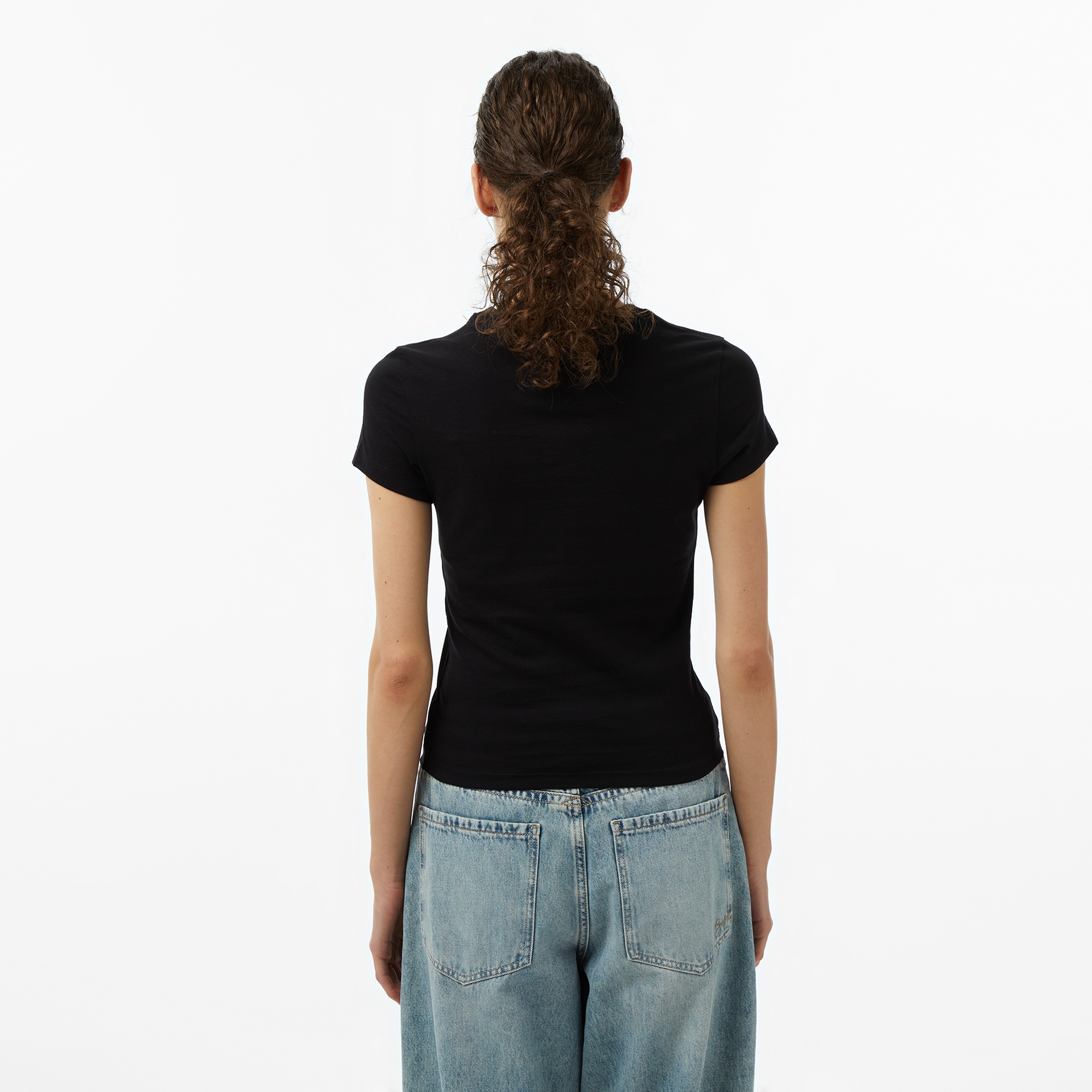 Tommy Jeans Slim Bling Linear Kadın Siyah T-Shirt