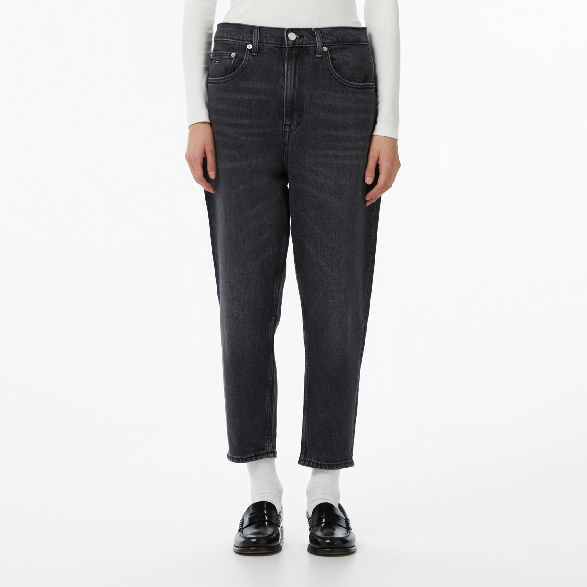 Tommy Hilfiger Mom Bi0187 Kadın Siyah Tapered Jean