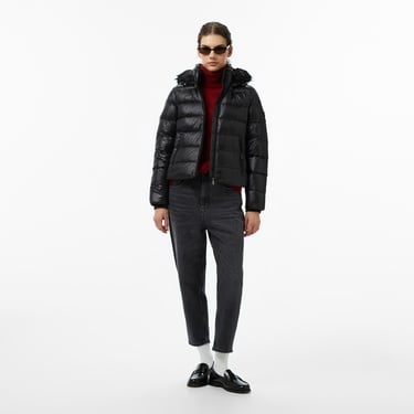  Tommy Hilfiger Gloss Down Slim Kadın Siyah Puffer Mont