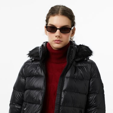  Tommy Hilfiger Gloss Down Slim Kadın Siyah Puffer Mont
