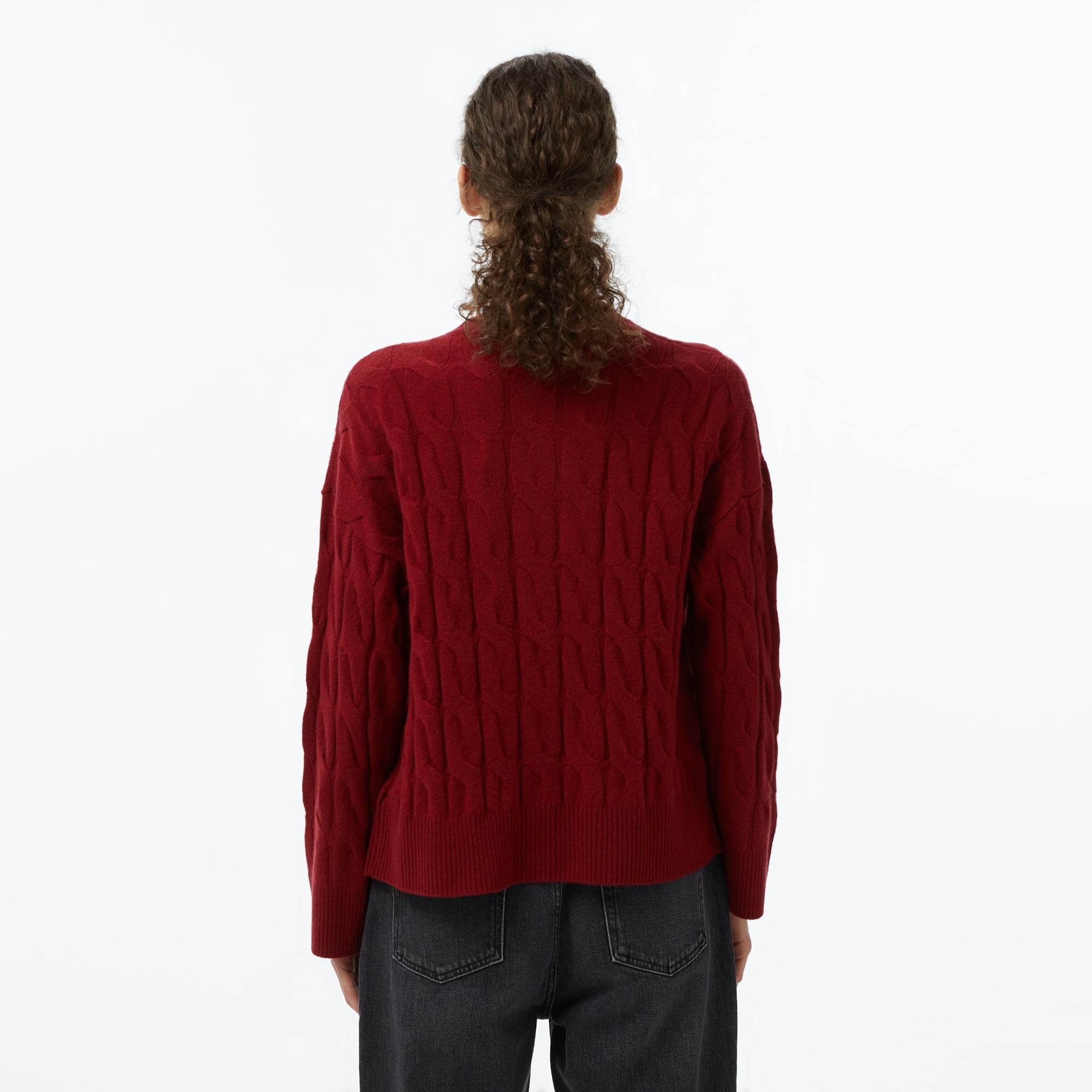 Tommy Hilfiger Mainline Soft Wool Cable Cardigan Kadın Kırmızı Hırka