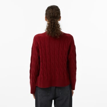  Tommy Hilfiger Mainline Soft Wool Cable Cardigan Kadın Kırmızı Hırka