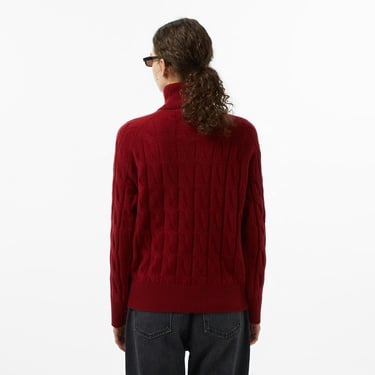  Tommy Hilfiger Soft Wool Cable Roll Kadın Kırmızı Kazak