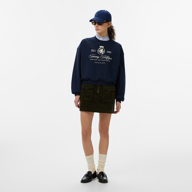 Tommy Hilfiger Varsity Crest Fleece Kadın Lacivert Sweatshirt