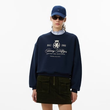  Tommy Hilfiger Varsity Crest Fleece Kadın Lacivert Sweatshirt