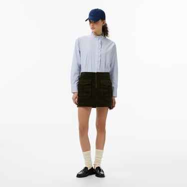  Tommy Hilfiger Poplin Ruffle Kadın Mavi Gömlek