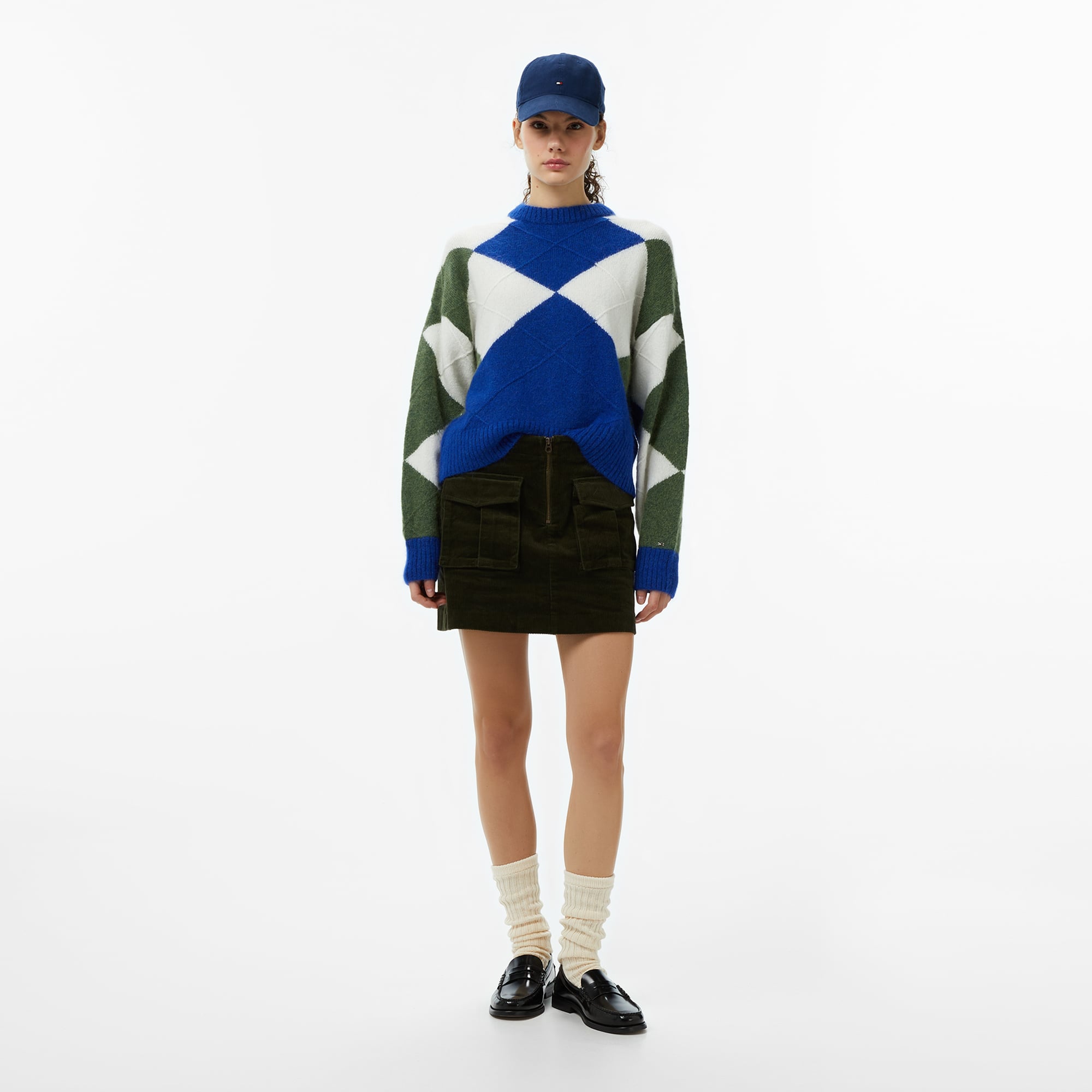  Tommy Hilfiger Corduroy Mini Kadın Yeşil Etek