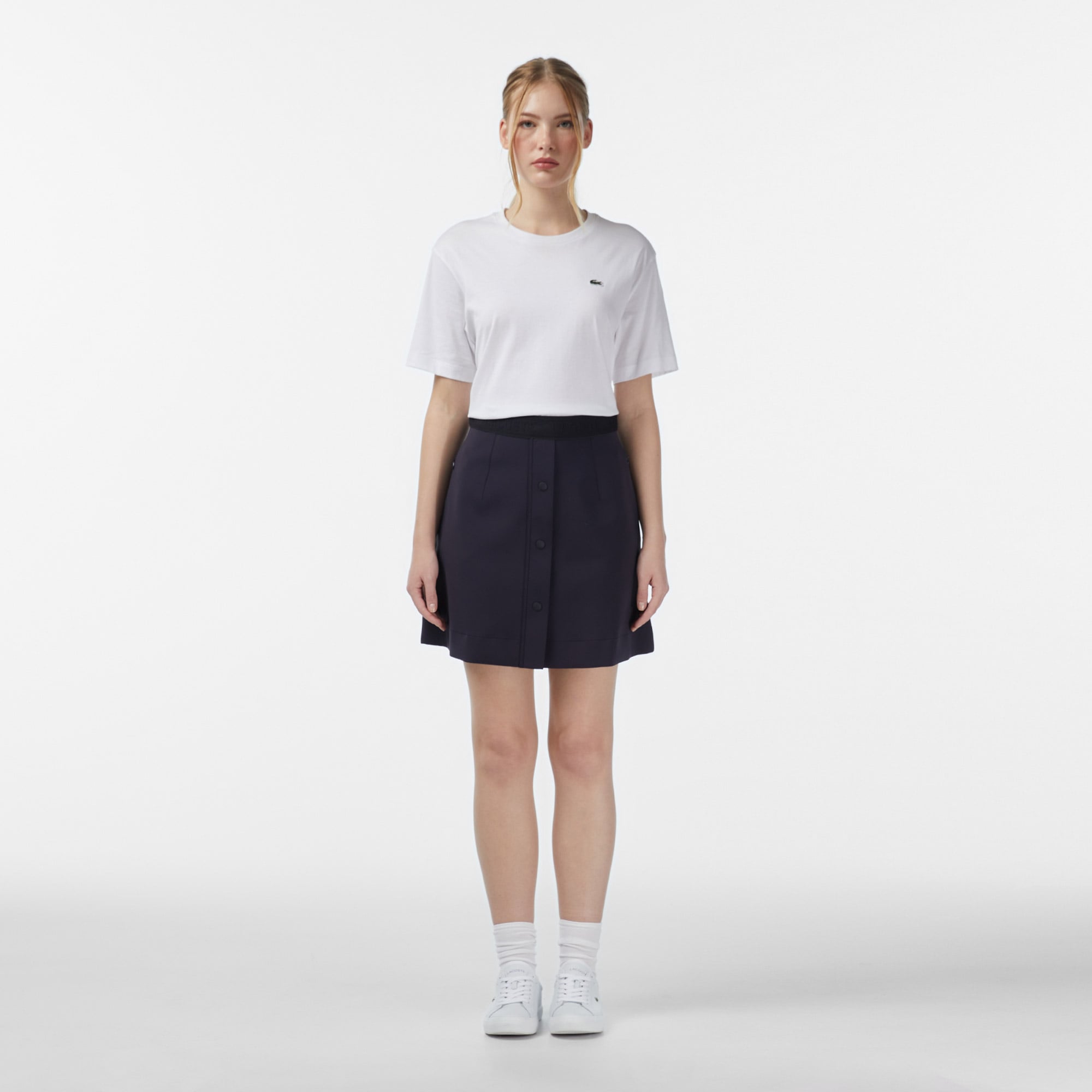  Lacoste Kadın Classic Fit Lacivert Etek